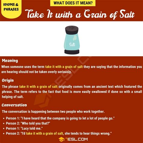 "Take It with a Grain of Salt" Meaning, Origin and Examples • 7ESL