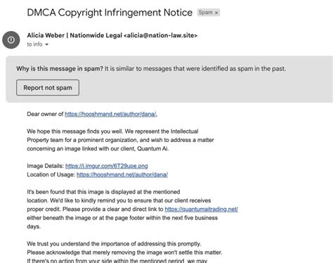 Fake DMCA Infringement Notice Scams – Anatomy / Examples