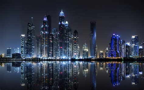 Download Dubai Night Photo Taken From The Palm Island Jumeirah - Dubai ...