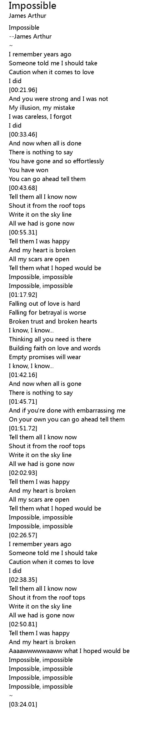 Impossible Lyrics - Follow Lyrics