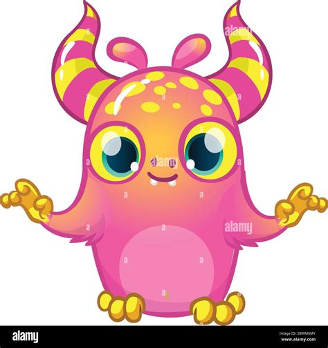 Funny cartoon monster. Vector illustration of cute monster creature ...