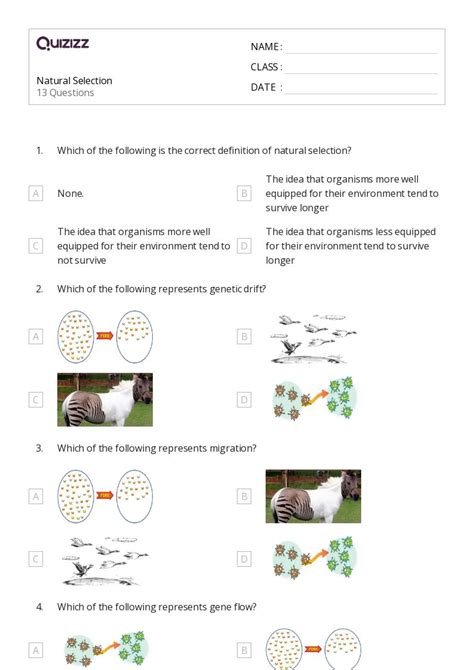 50+ natural selection worksheets for 9th Grade on Quizizz | Free ...