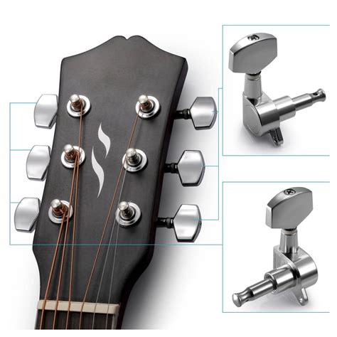 Quality 6 Pieces Sliver Acoustic Guitar Machine Heads Knobs Guitar ...