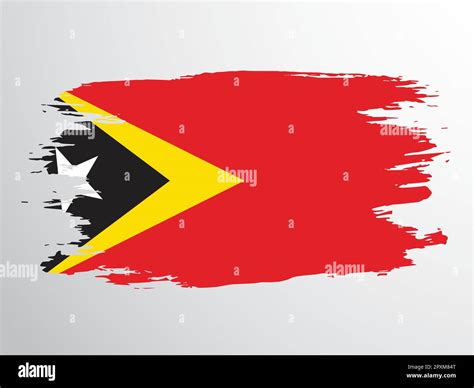 Flag of East Timor (Timor-Leste) painted with a brush Stock Vector ...