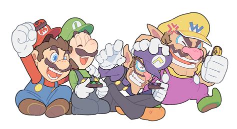 mario, luigi, wario, and waluigi (mario) drawn by hoshikuzu_pan | Danbooru