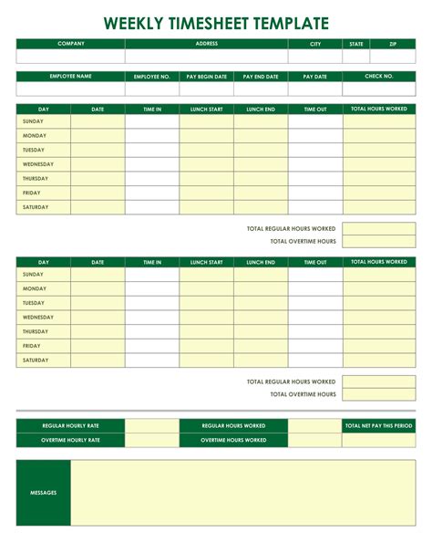 Time Sheet Template Printable