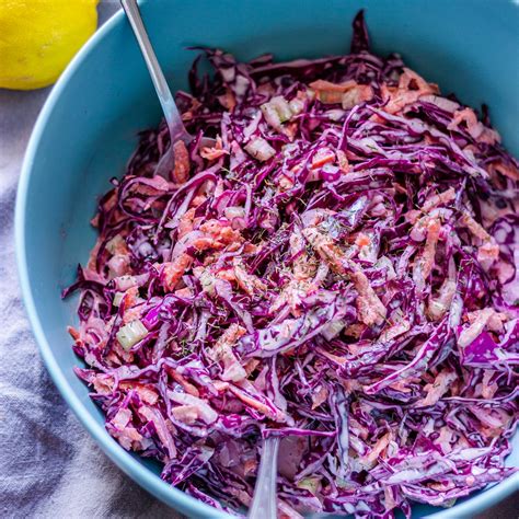 Creamy Red Cabbage Coleslaw Recipe - Happy Foods Tube