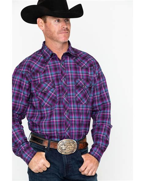 Wrangler 20X Men's Purple Plaid Advanced Comfort Long Sleeve Western ...