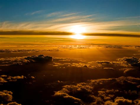 Golden sunset above the clouds wallpapers and images - wallpapers ...