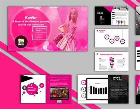 the brochure is designed to look like a barbie doll with pink and black ...