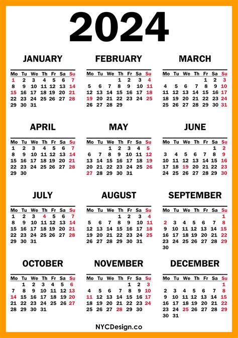 Printable 2024 Calendar With Holidays Usa