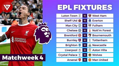 🔴 EPL FIXTURES TODAY MATCHWEEK 4 | PREMIER LEAGUE 2023/24 FIXTURES ...