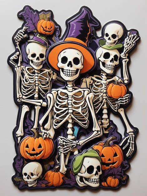 Premium AI Image | Halloween Skeleton sticker Design