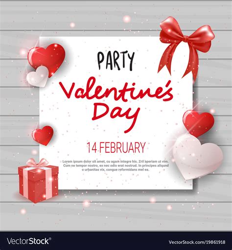 Valentines day party invitation template flyer Vector Image