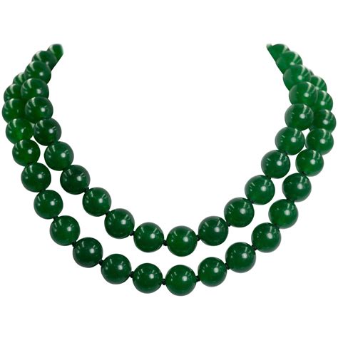 Elegant Two Strand Faux Imperial Jade Bead Necklace At 1stdibs | Free ...