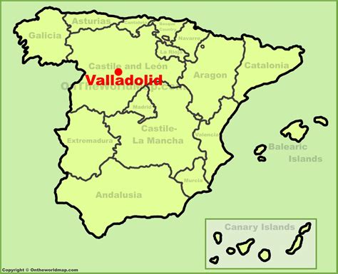 Valladolid location on the Spain map - Ontheworldmap.com