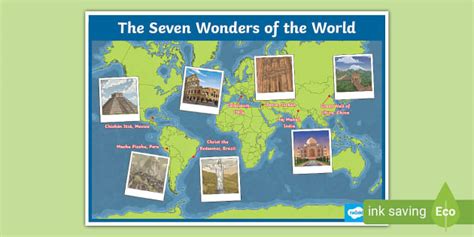 Seven Wonders of the World Landmark Map - Geography - KS2