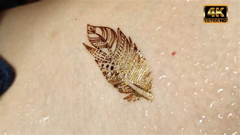 BIG Golden feather - Temporary Tattoo, Sticker Tattoo - YouTube