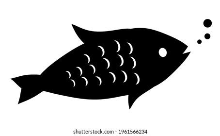 Black Silhouette Fish On White Background Stock Vector (Royalty Free ...