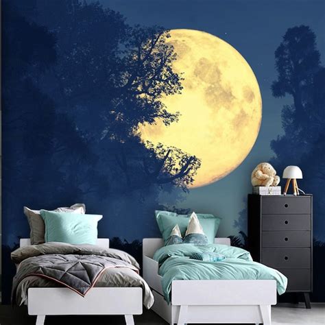 Forest Moon Self Adhesive Wallpaper - Etsy