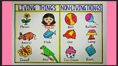 Living Things And Non-living Things Drawing Easy| Living, 60% OFF