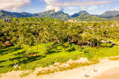 Aerial view of Kailua Beach, Oahu, Hawaii, USA - Stock Image - F039 ...