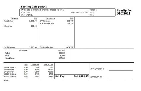 Contoh Payslip Malaysia