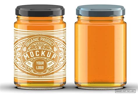 Premium PSD | Colored honey jar label mockup