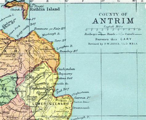 1899 Antique Map of County Antrim Ireland by bananastrudel