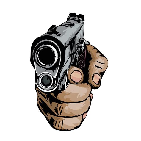 hand holding a gun Vector white background 7837402 Vector Art at Vecteezy