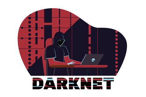 Hacker sits behind laptop, darknet user. Man searching hidden informat ...