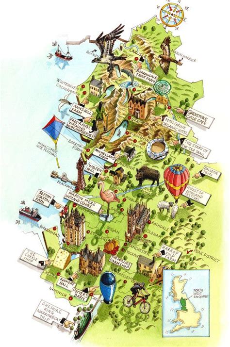 North West England | Illustrated map, West map, England map