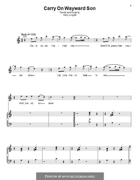 Carry on Wayward Son (Kansas) by K. Livgren - sheet music on MusicaNeo