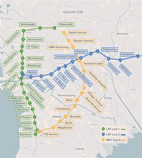 Map Guide to Manila's LRT and MRT Stations - DeiVille