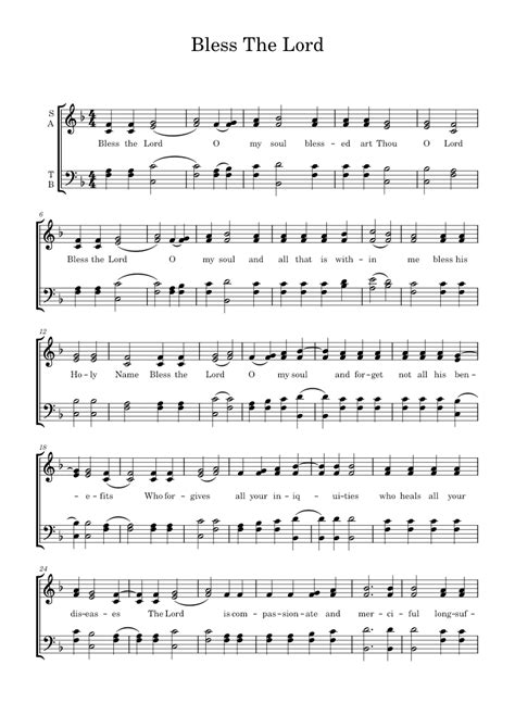 Bless The Lord Sheet music for Female, Male (SATB) | Musescore.com