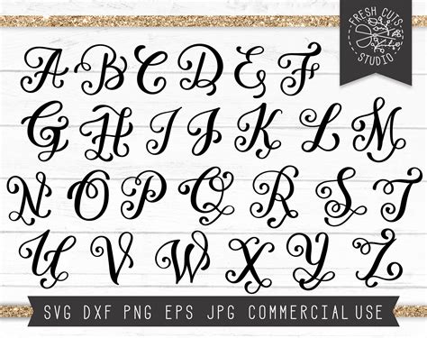 Fancy Letters SVG Cut Files for Cricut Monogram Letters | Etsy