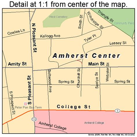 Amherst Center Massachusetts Street Map 2501360