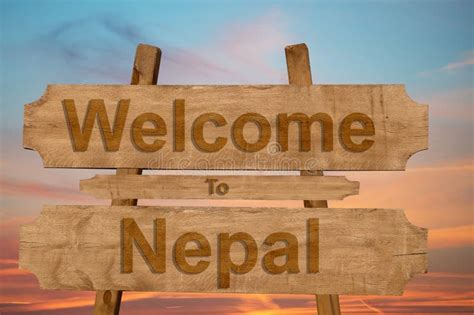 Welcome To Nepal Sign on Wood Background Stock Photo - Image of country ...