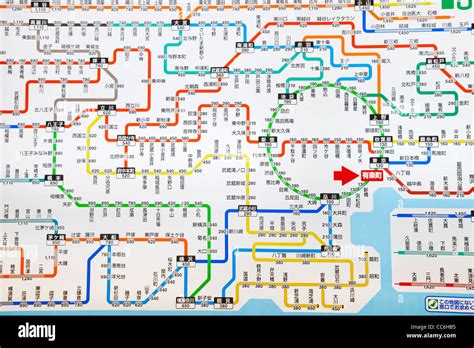 Japan, Tokyo, Tokyo JR (Japan Railways) Train System Map Stock Photo ...