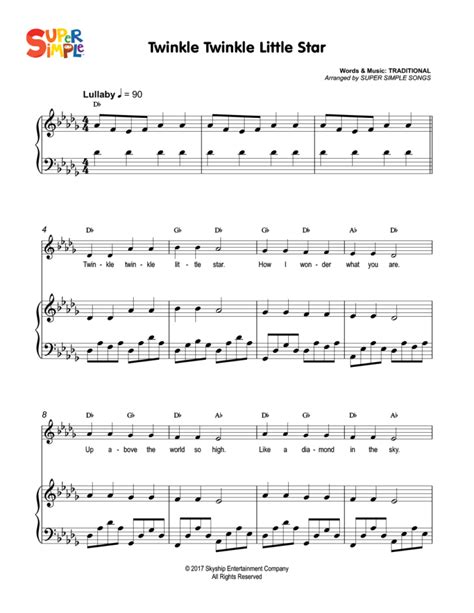 Twinkle Twinkle Little Star Sheet Music - Super Simple