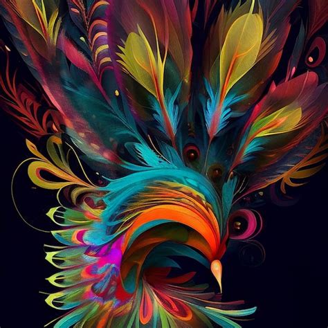 Premium Photo | Digital painting Bird of paradise ornate feathers