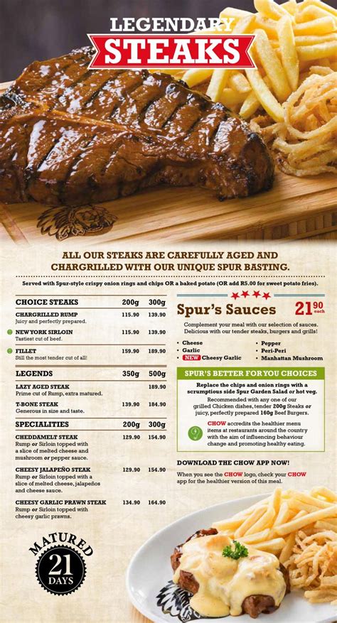 Spur Steak Ranches Menu Prices & Specials