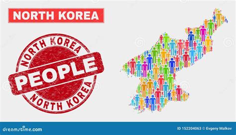 North Korea Map Population Demographics and Unclean Stamp Seal Stock ...