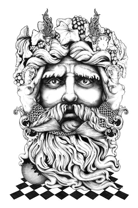 'Bacchus' - Final illustration on Behance | Greek mythology tattoos ...