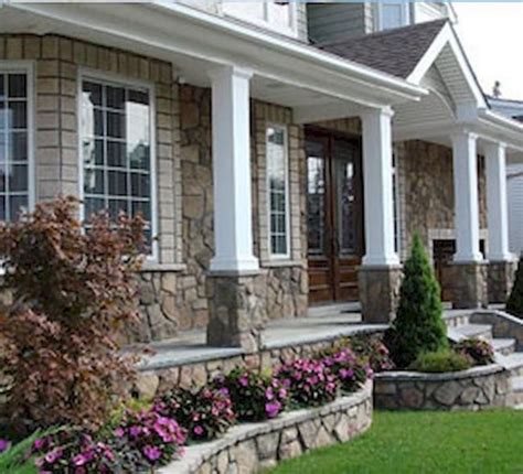 80+ Exterior House Porch Inspirations with Stone Columns | Front porch ...