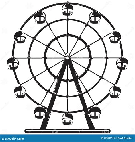 Ferris Wheel in Monochrome Design. Stock Vector - Illustration of ...