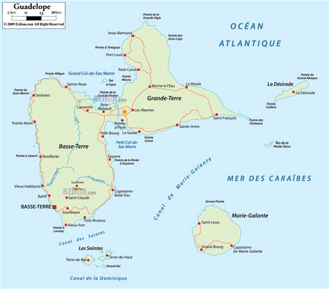 Detailed Clear Large Map of Guadeloupe - Ezilon Maps