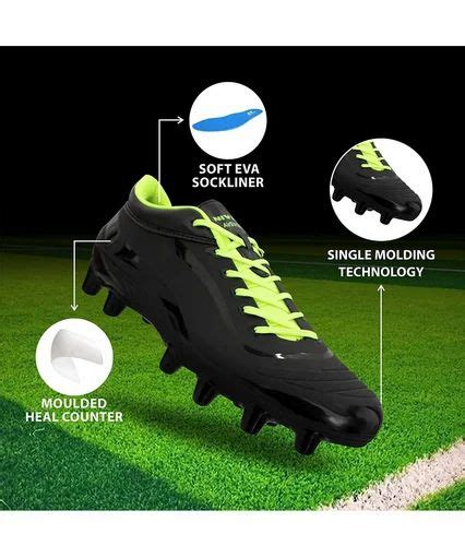 Nivia Airstrike Football Studs, Black/Fluorescent Green Football Boots ...