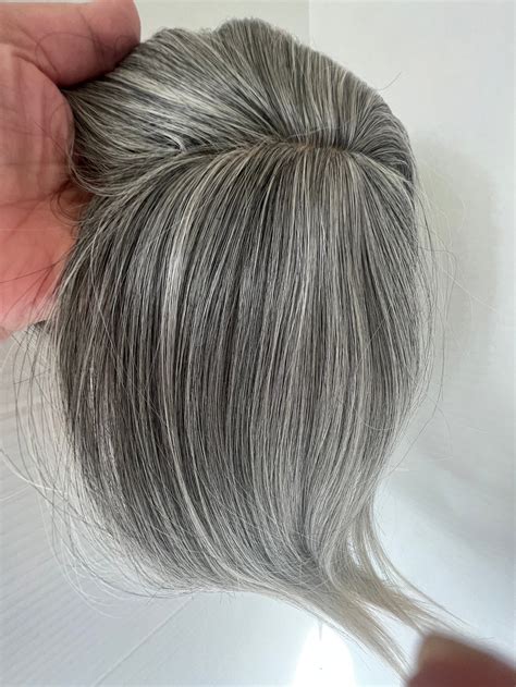 Best Hair Toppers for Women Synthetic Grey Mix Salt and Pepper Brown ...