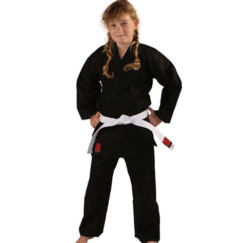 Essimo Karate suit Kensu Black Karate Gi with white belt - FIGHTWEAR ...